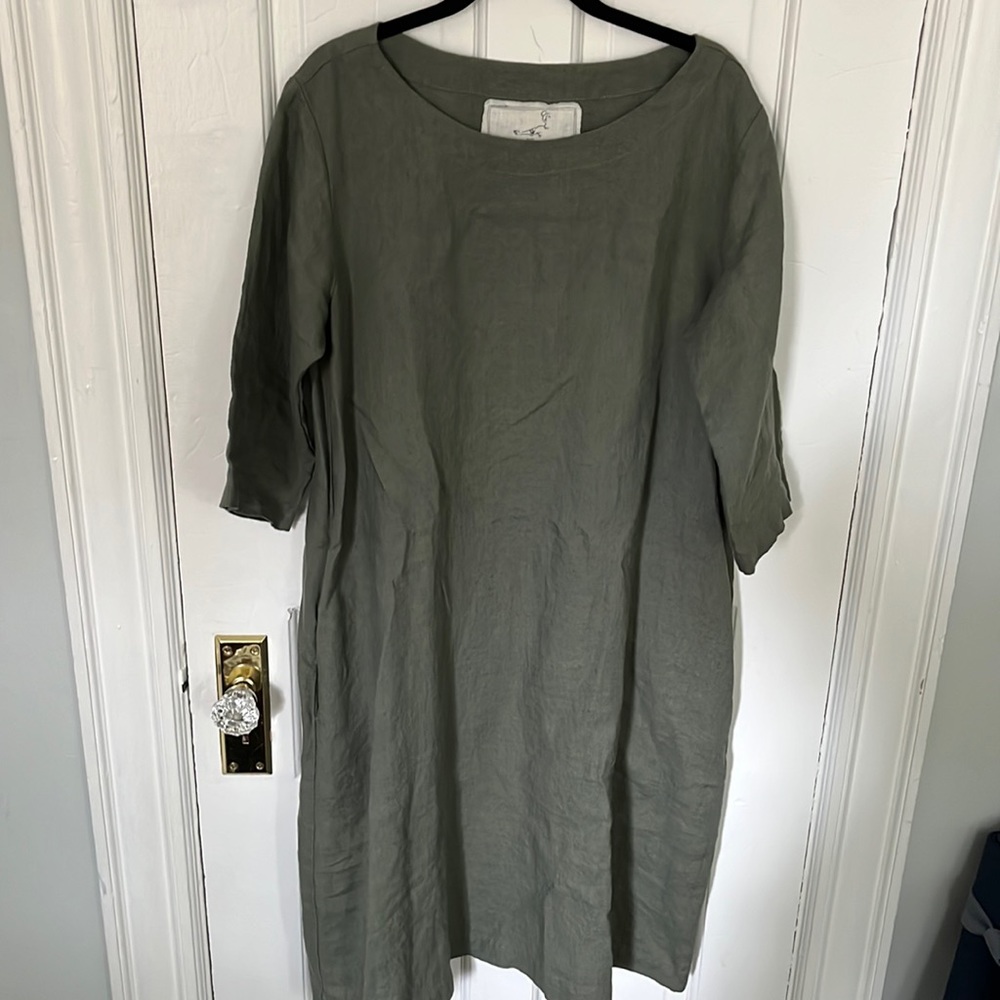 “Not Perfect Linen” Sage Green 100% Linen Dress